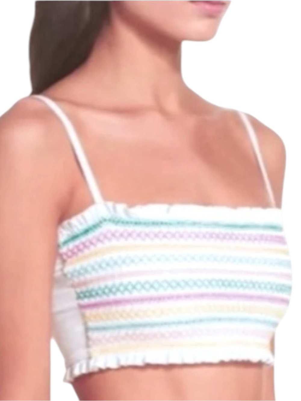Isabella Rose Colorful Smocked Bikini Bottoms Large 10 12 White Crystal Cove NWT